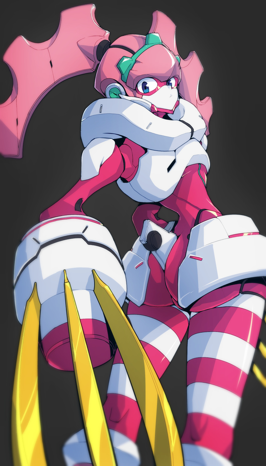 absurdres, argentea_(darling_in_the_franxx), blue_eyes, claw_(weapon), commentary, darling_in_the_franxx, highres, humanoid_robot