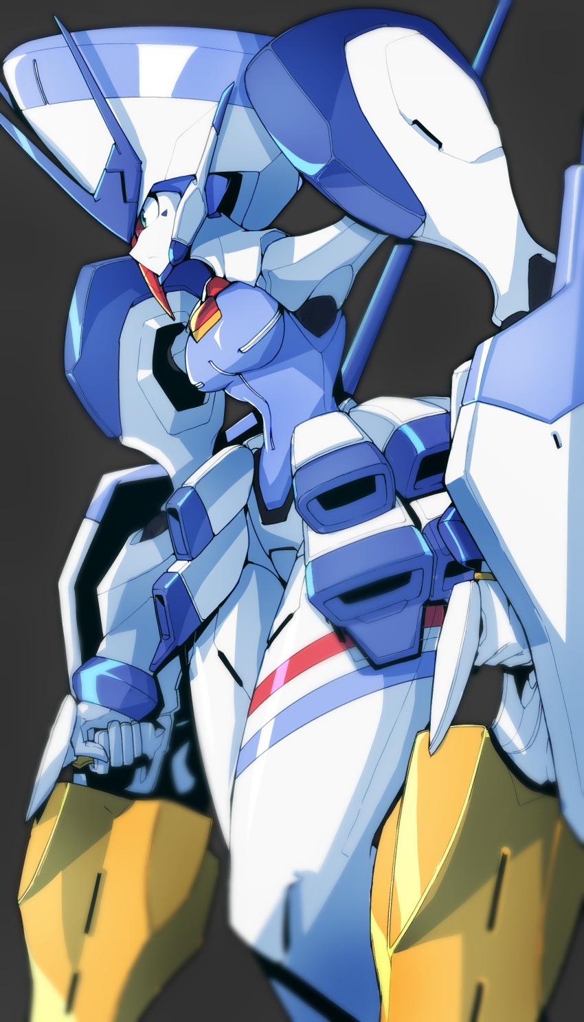 absurdres, blue_eyes, closed_mouth, commentary, darling_in_the_franxx, delphinium_(darling_in_the_franxx), dual_wielding, highres
