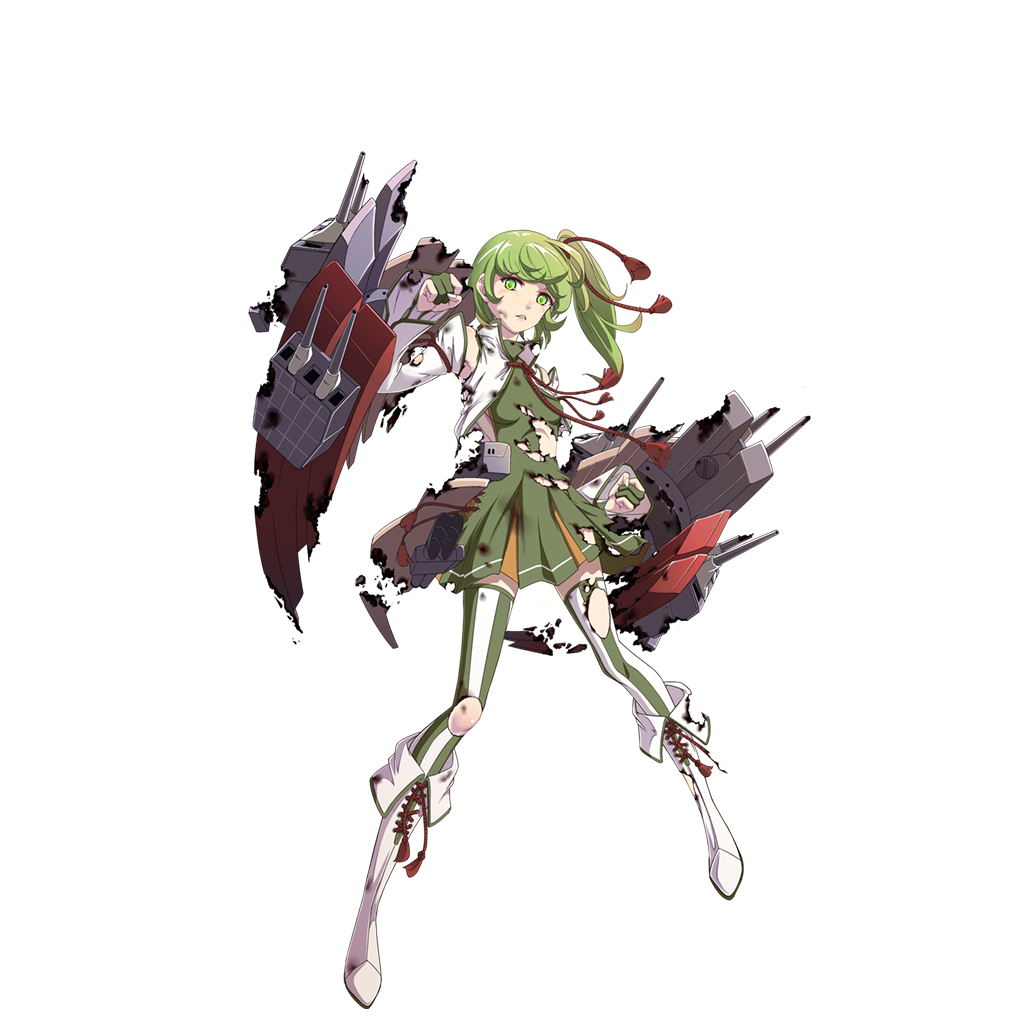 1girl, armpits, artist_request, boots, breasts, burnt_clothes, choukai_(zhan_jian_shao_nyu), clenched_hands