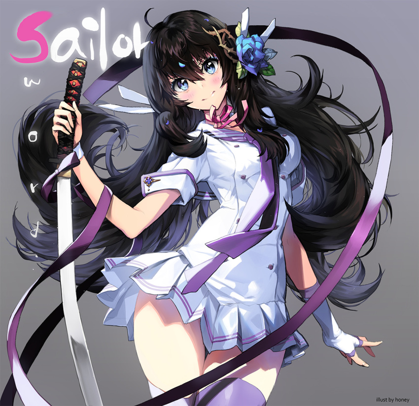 1girl, ahoge, bangs, black_hair, blue_eyes, blush, breasts, buttons