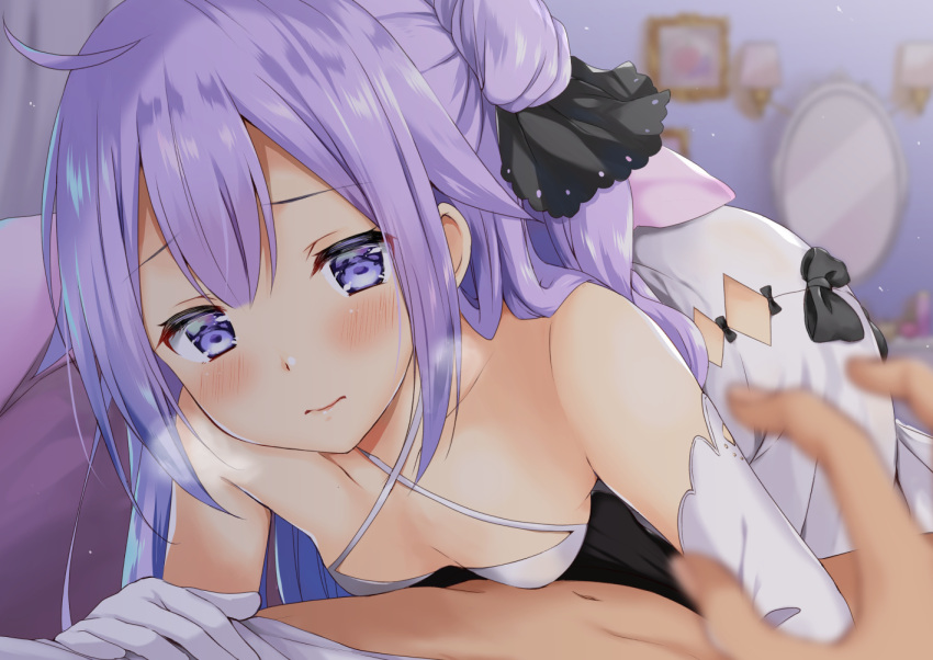 1boy, 1girl, 3:, admiral_(azur_lane), ahoge, all_fours, azur_lane, blurry