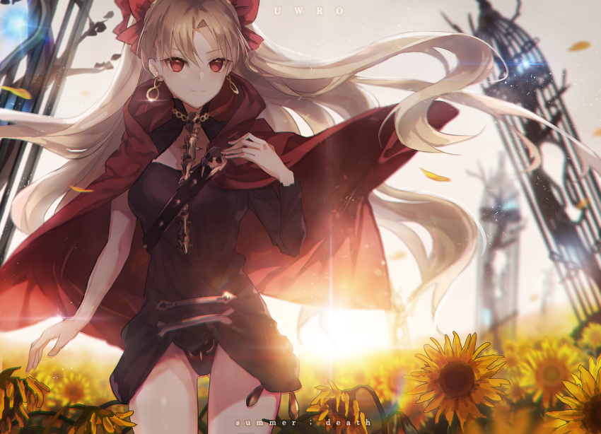 1girl, black_dress, blonde_hair, cape, dress, ereshkigal_(fate/grand_order), fate/grand_order, fate_(series)