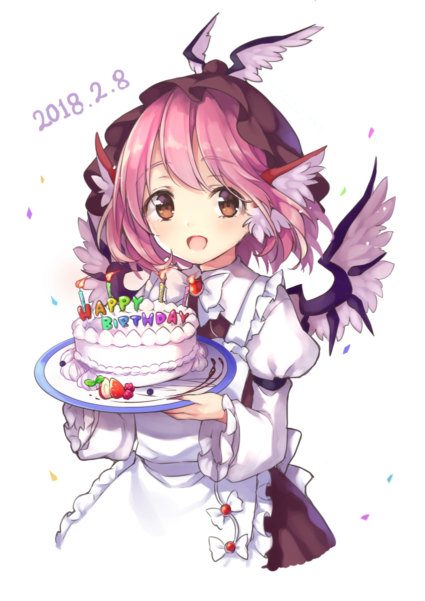 1girl, :d, absurdres, animal_ears, apron, arm_strap, blush, bow