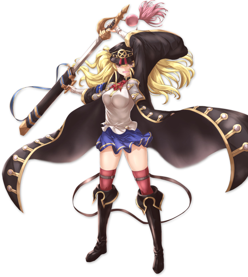 1girl, absurdres, blonde_hair, boots, breasts, granblue_fantasy, hat, highres