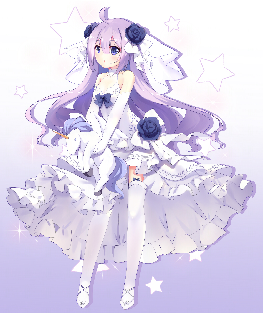 1girl, ahoge, azur_lane, bridal_veil, commentary_request, dress, elbow_gloves, garter_straps