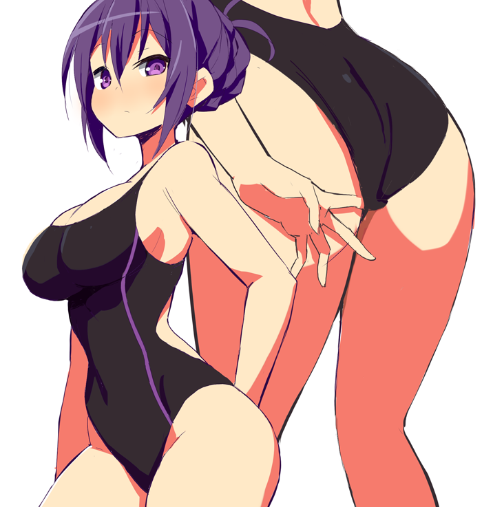 1girl, 9law, ass, blush, breasts, character_request, cleavage, looking_at_viewer