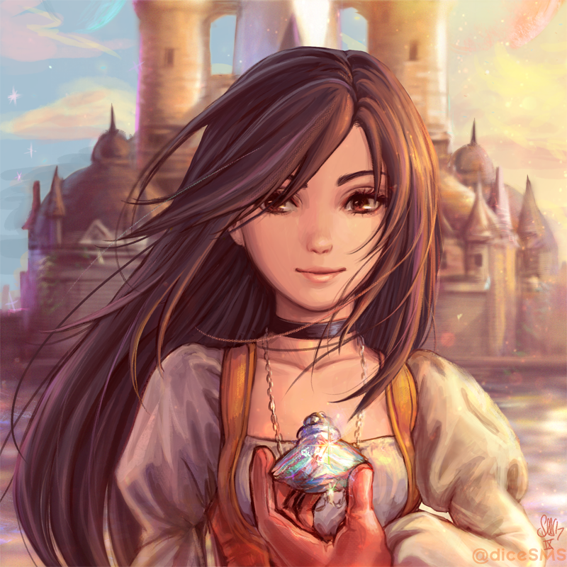 1girl, brown_eyes, brown_hair, building, choker, collarbone, commentary, day