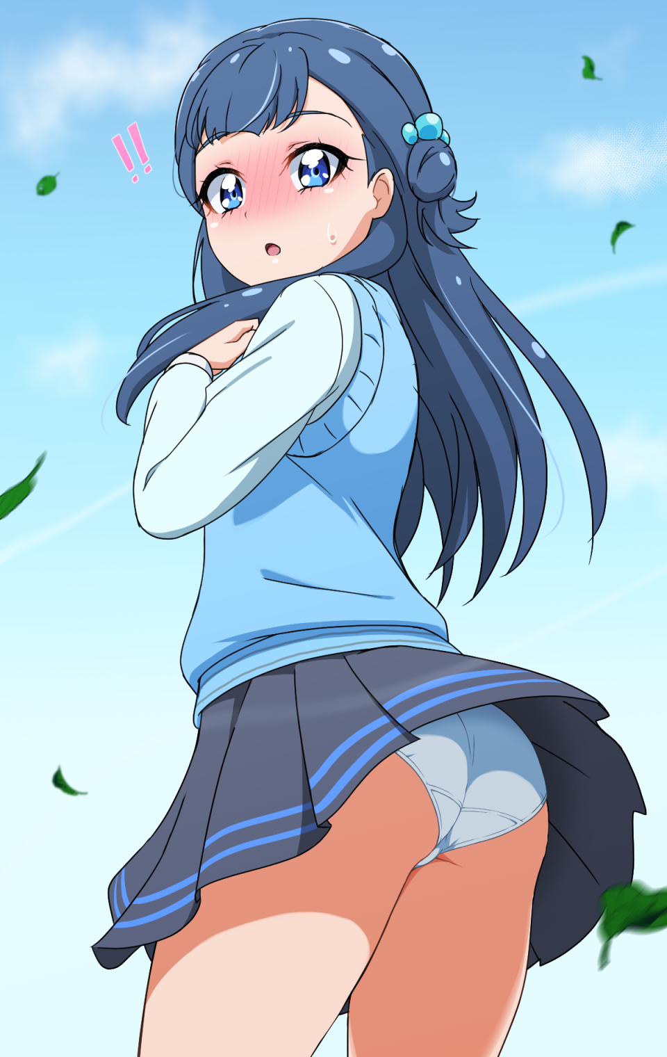 1girl, acchi_(koiyimknp), highres, hugtto!_precure, panties, solo, underwear, wind