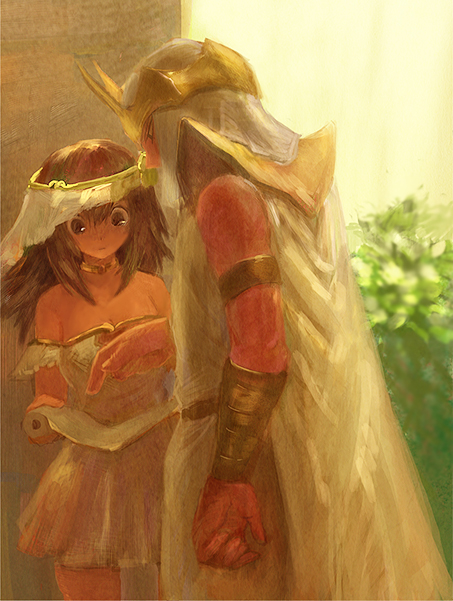 1boy, 1girl, anklet, bare_shoulders, bracelet, breasts, brown_hair, choker