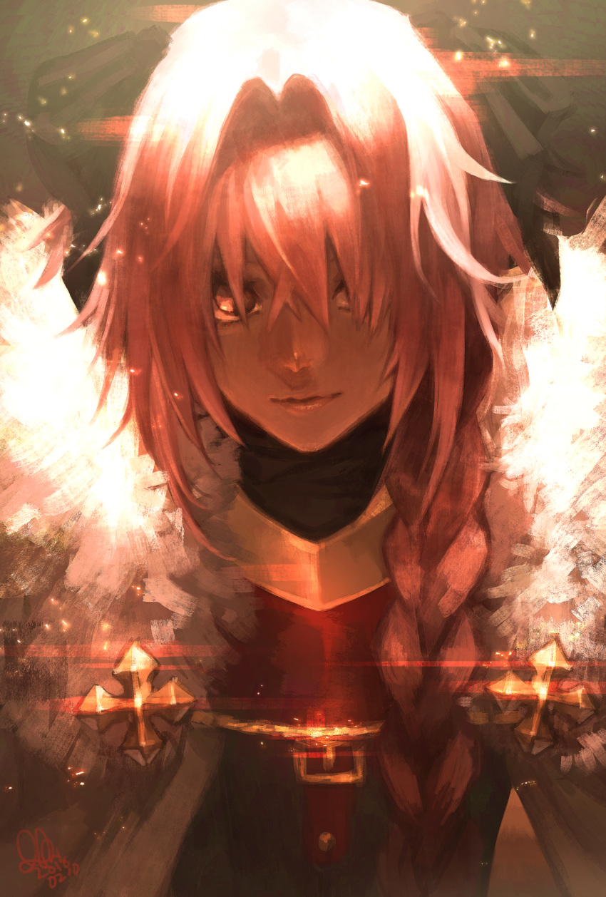 1boy, 2018, astolfo_(fate), braid, dated, face, fate/apocrypha, fate/grand_order