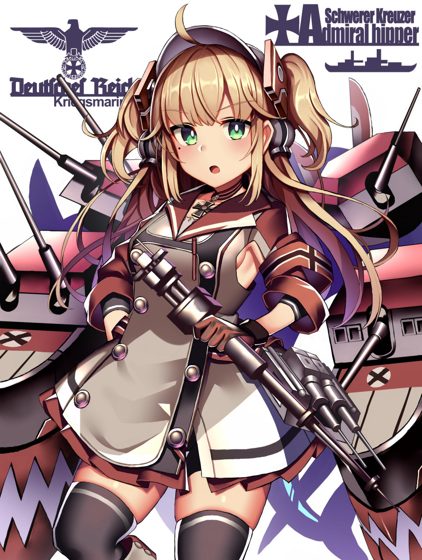 18bit, 1girl, absurdres, admiral_hipper_(azur_lane), ahoge, azur_lane, commentary_request, green_eyes