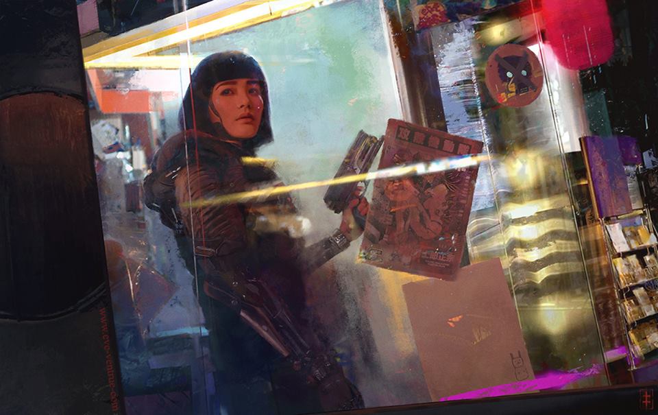 2girls, armor, asian, cyberpunk, cyborg, ghost_in_the_shell, glass, gun