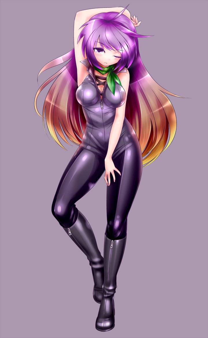 1girl, adapted_costume, ahoge, armpits, biker_clothes, bikesuit, blonde_hair, boots