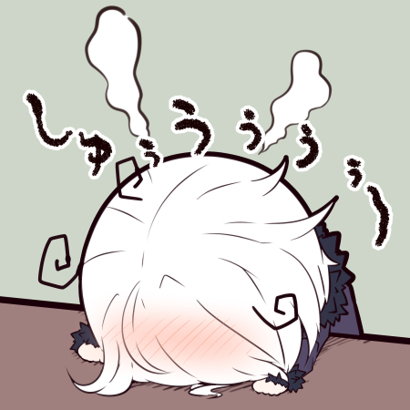 1girl, beni_shake, black_jacket, body_blush, chibi, facedesk, fate/grand_order, fate_(series)