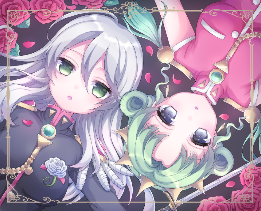 2girls, aiguillette, aki_(akinyaaaaa), black_shirt, cosplay, epaulettes, expressionless, falulu
