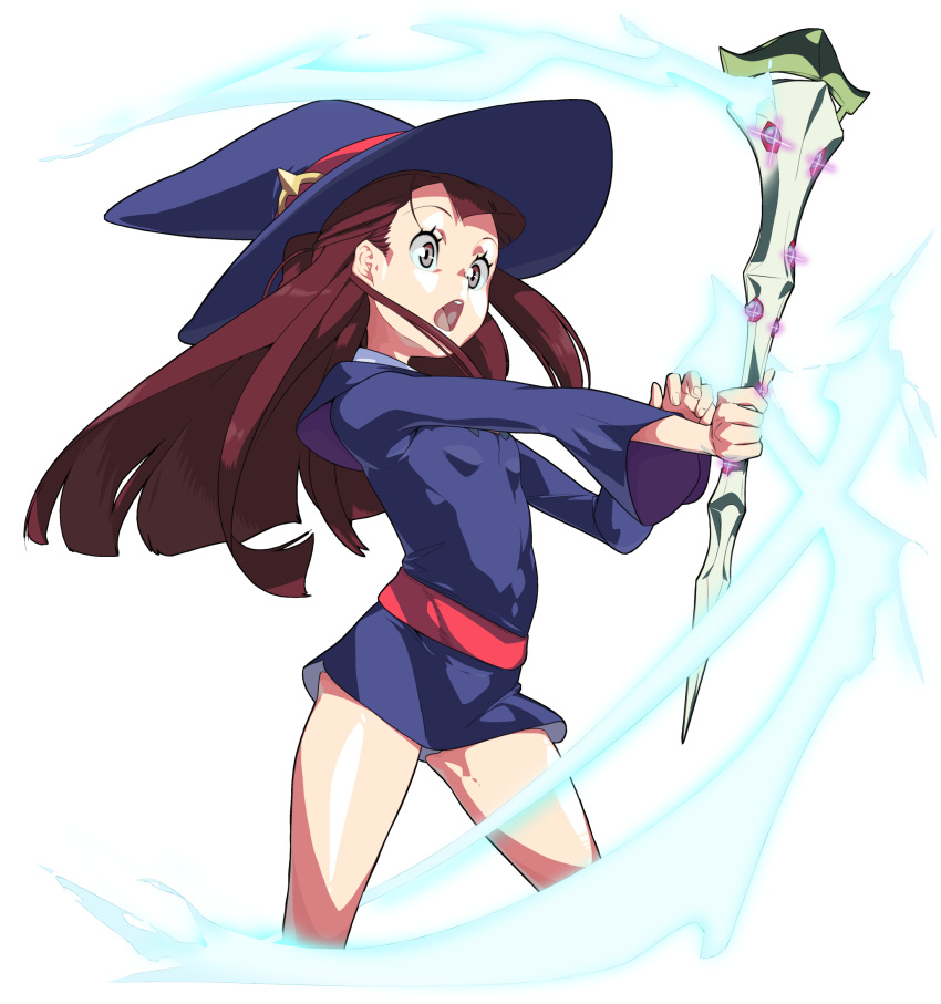 1girl, brown_hair, guido_(sucurapu), hat, highres, kagari_atsuko, little_witch_academia, long_hair