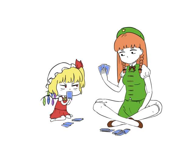 2girls, animated, animated_gif, beret, blonde_hair, bow, braid, card