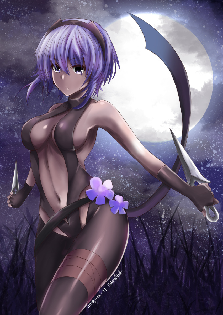1girl, absurdres, assassin_(fate/prototype_fragments), backless_outfit, bare_back, bare_shoulders, black_gloves, black_hairband