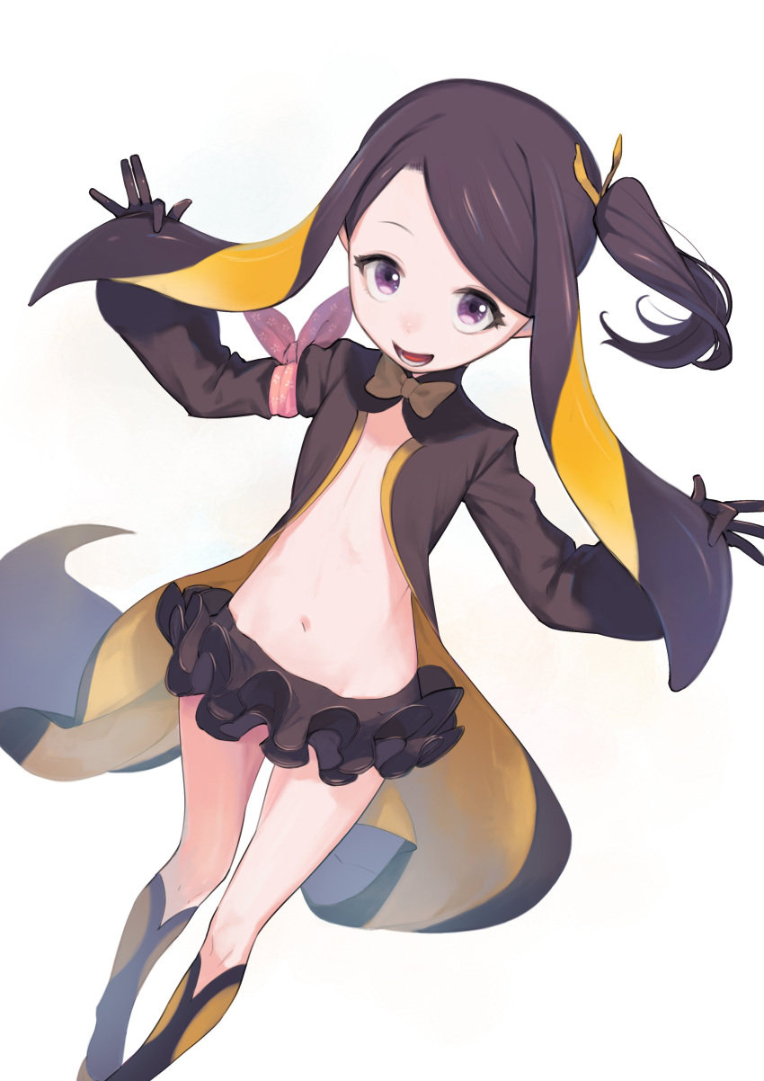 1girl, absurdres, armband, bangs, black_hair, blonde_hair, boots, bow
