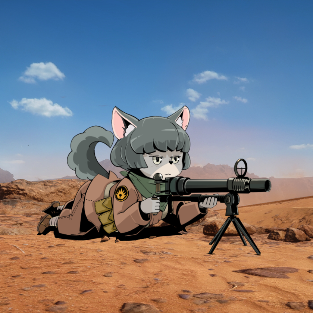 1girl, aiming, animal_ears, battlefield_1, black_hair, desert, dog_ears, furry