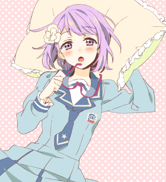 1girl, :o, aikatsu!, aikatsu_stars!, blush, commentary, eyebrows_visible_through_hair, flower