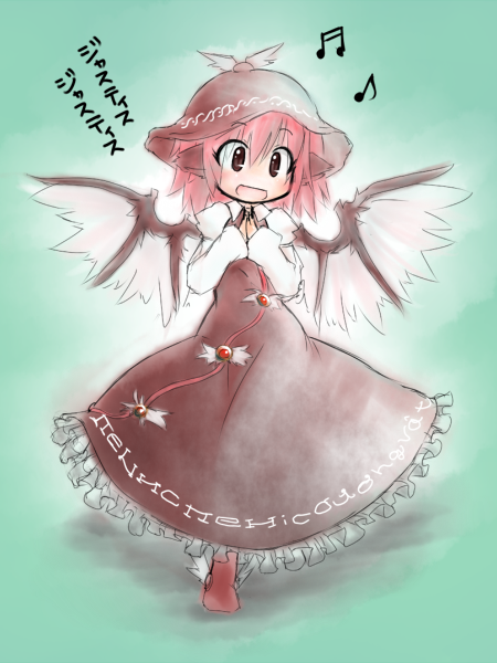 :d, [], animal_ears, bad_id, brown_eyes, dress, happy, hat