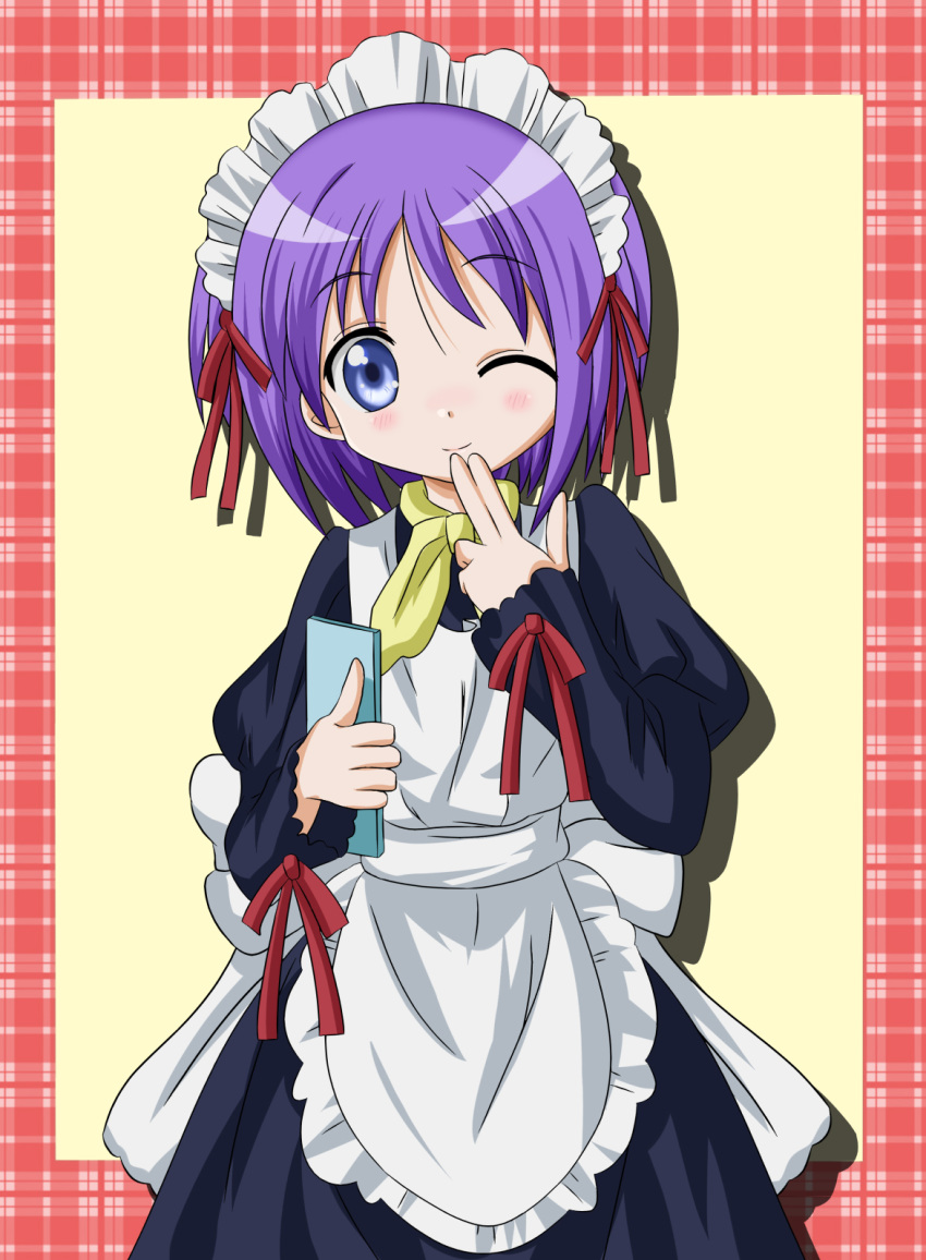 blue_eyes, enmaided, highres, hiiragi_tsukasa, lucky_star, maid, purple_hair, short_hair