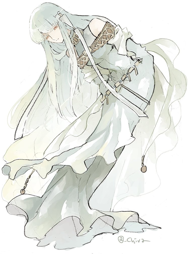 1girl, arm_warmers, bare_shoulders, blue_hair, chiva_(wonderworldwood), dress, fire_emblem, fire_emblem:_rekka_no_ken