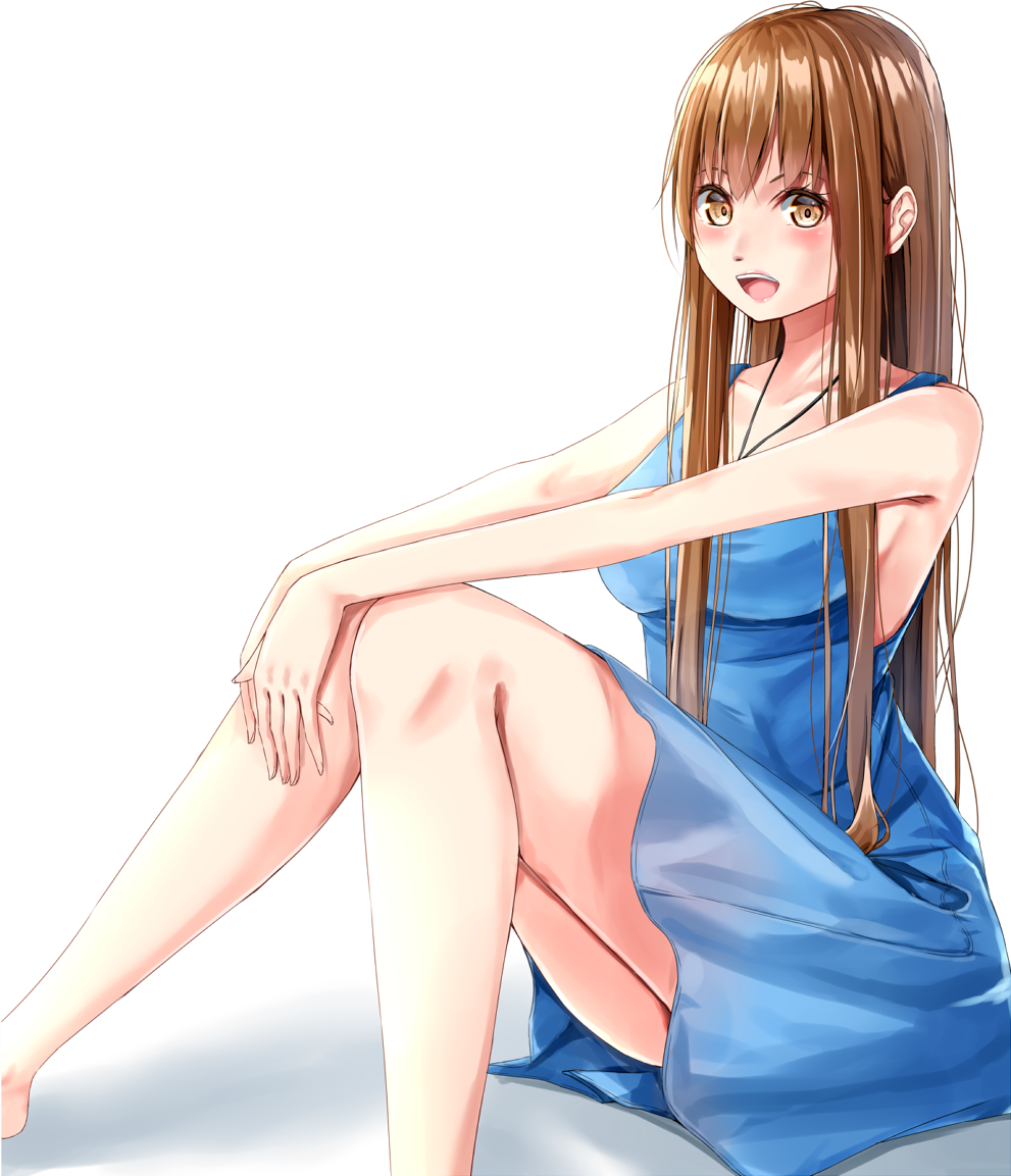1girl, :d, amagami_rukichi, armpits, bangs, bare_arms, bare_shoulders, barefoot