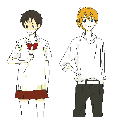crossdressing, crossdressinging, gen, genderswap, ikari_shinji, lowres, neon_genesis_evangelion, oekaki