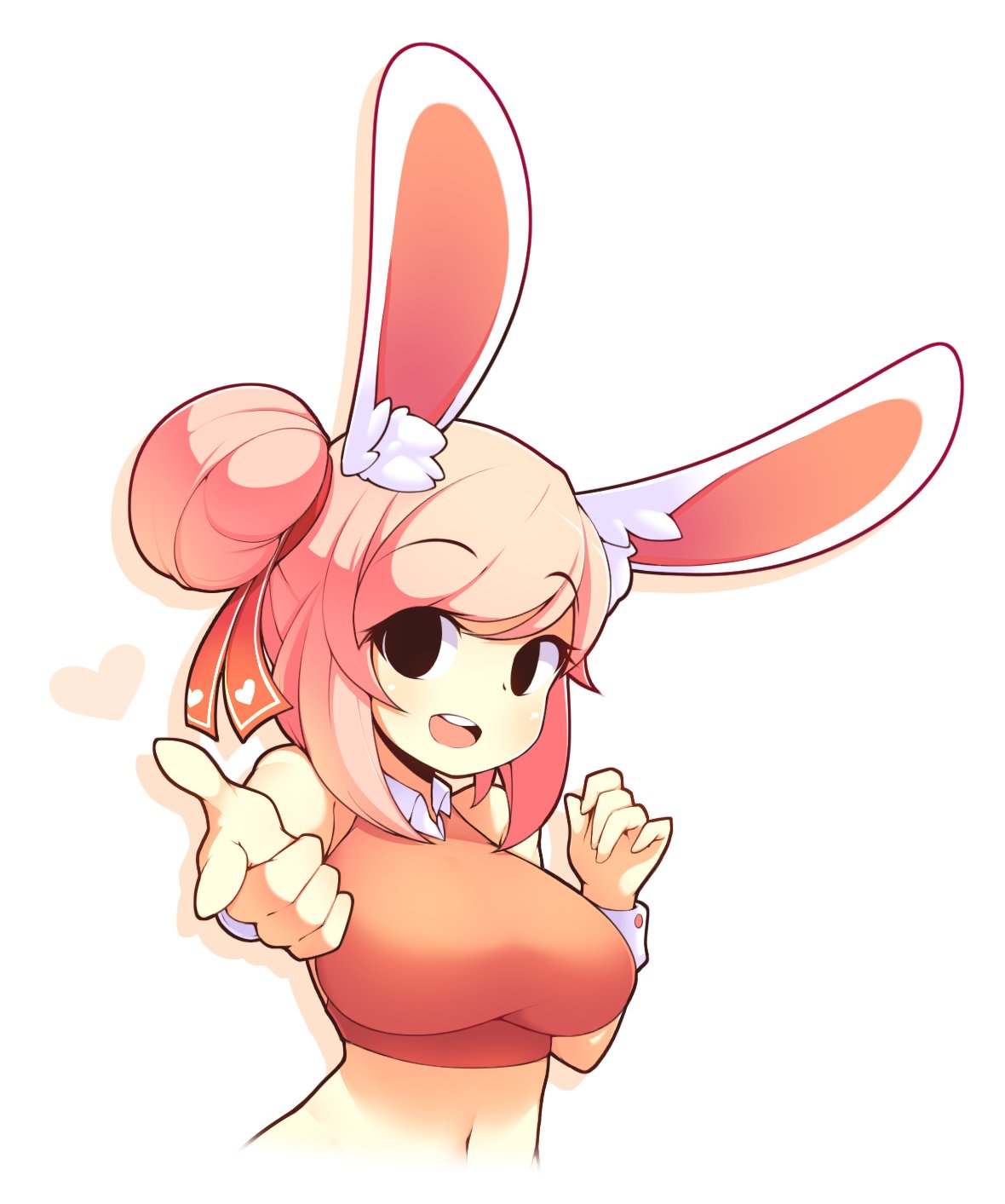 1girl, animal_ears, black_eyes, blush, breasts, fiz_(fizinite), fizinite, hair_bun