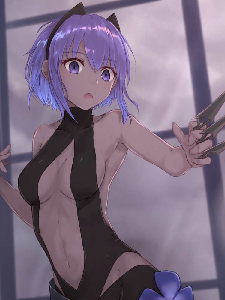 1girl, :o, breasts, center_opening, dark_skin, fate/grand_order, fate/prototype, fate/prototype:_fragments_of_blue_and_silver