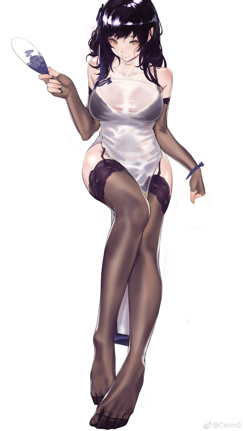 1girl, absurdres, black_bra, black_hair, bra, breasts, brown_eyes, brown_hair