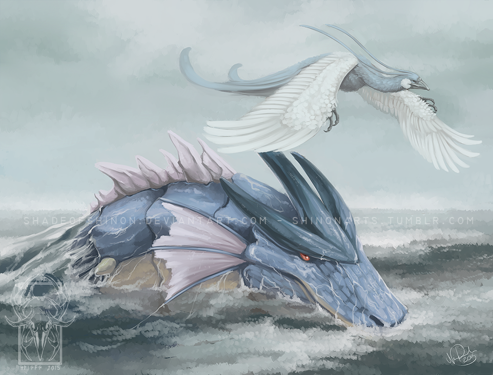 2015, altaria, blue, flying, gyarados, no_humans, pokemon, pokemon_(creature)