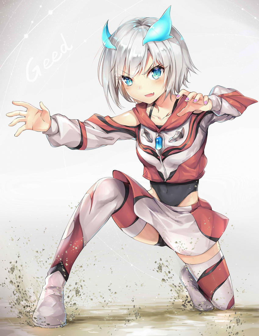 1girl, :d, aqua_eyes, bangs, black_leotard, boots, breasts, character_name