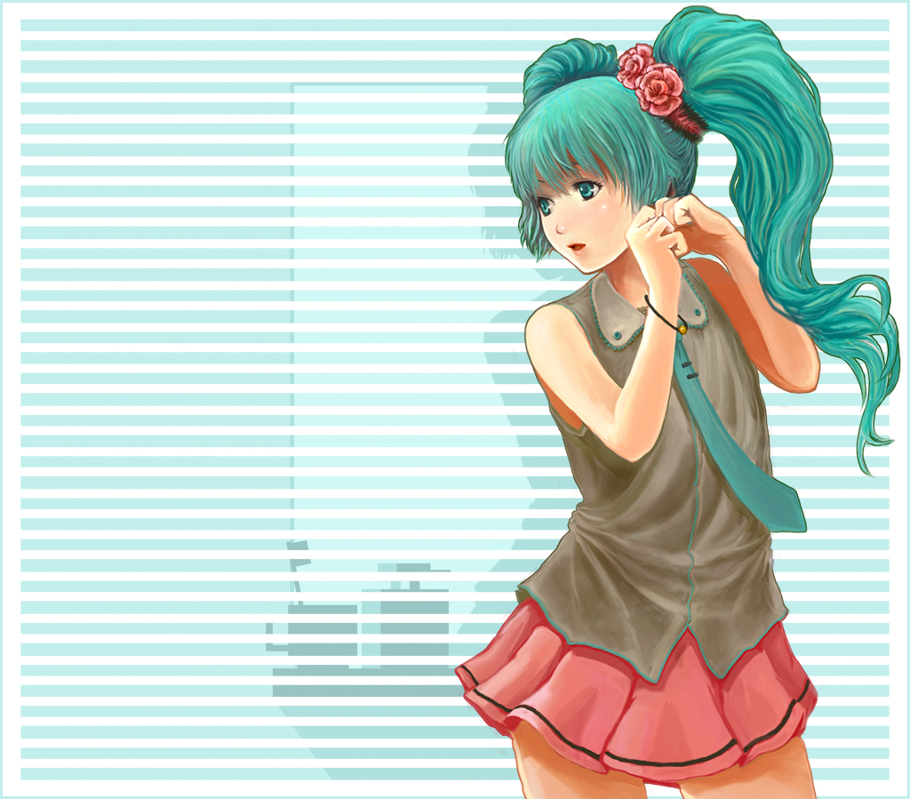 aqua_hair, hatsune_miku, nekotama_(pixiv34129), skirt, vocaloid