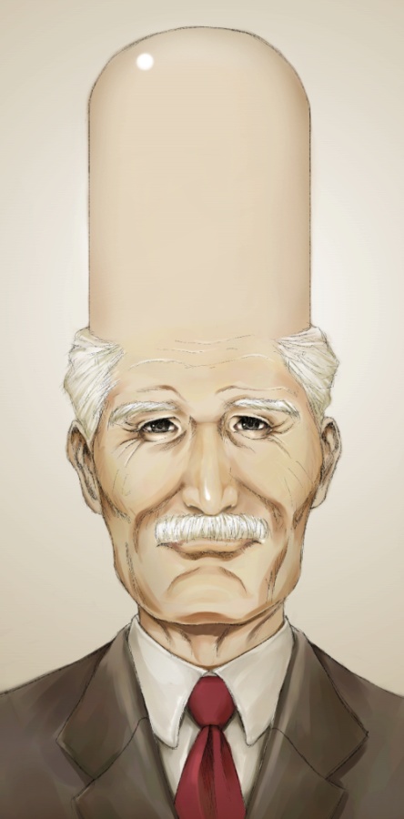bald, facial_hair, formal, grey_hair, hidamari_sketch, kouchou, male, mustache, necktie, principal_(hidamari_sketch), realistic, silver_hair, sougo, suit