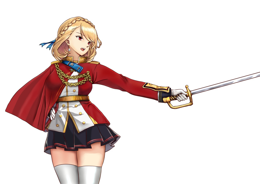 azur_lane, blonde_hair, braid, cape, chains, epaulettes, feathers, french_braid