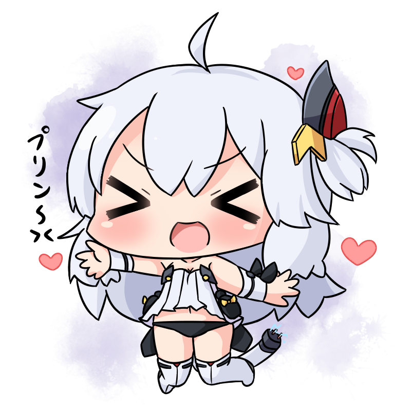 >_<, 1girl, :d, ahoge, azur_lane, bangs, bare_shoulders, black_panties