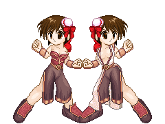 animated_gif, bounce, bouncing_breasts, breasts, brown_hair, bun, bun_cover, champion