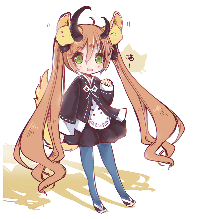 1girl, ahoge, animal_ears, bangs, black_jacket, black_ribbon, black_skirt, blade_&amp;_soul