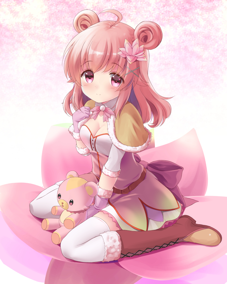 1girl, ahoge, belt, boots, bow, breasts, brown_footwear, chisato_(missing_park)