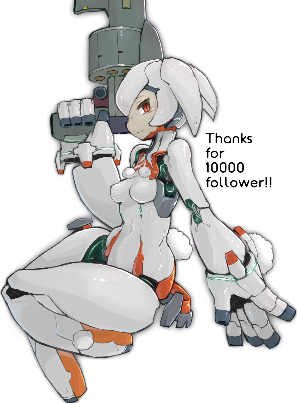 1girl, blush, breasts, commentary_request, followers, from_side, gun, gunslinger_stratos
