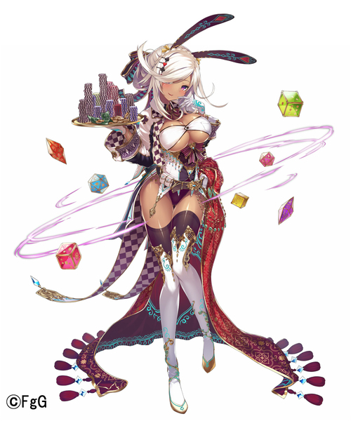 1girl, aisha_(dare_ga_tame_no_alchemist), animal_ears, belt, boots, breasts, checkered, dare_ga_tame_no_alchemist