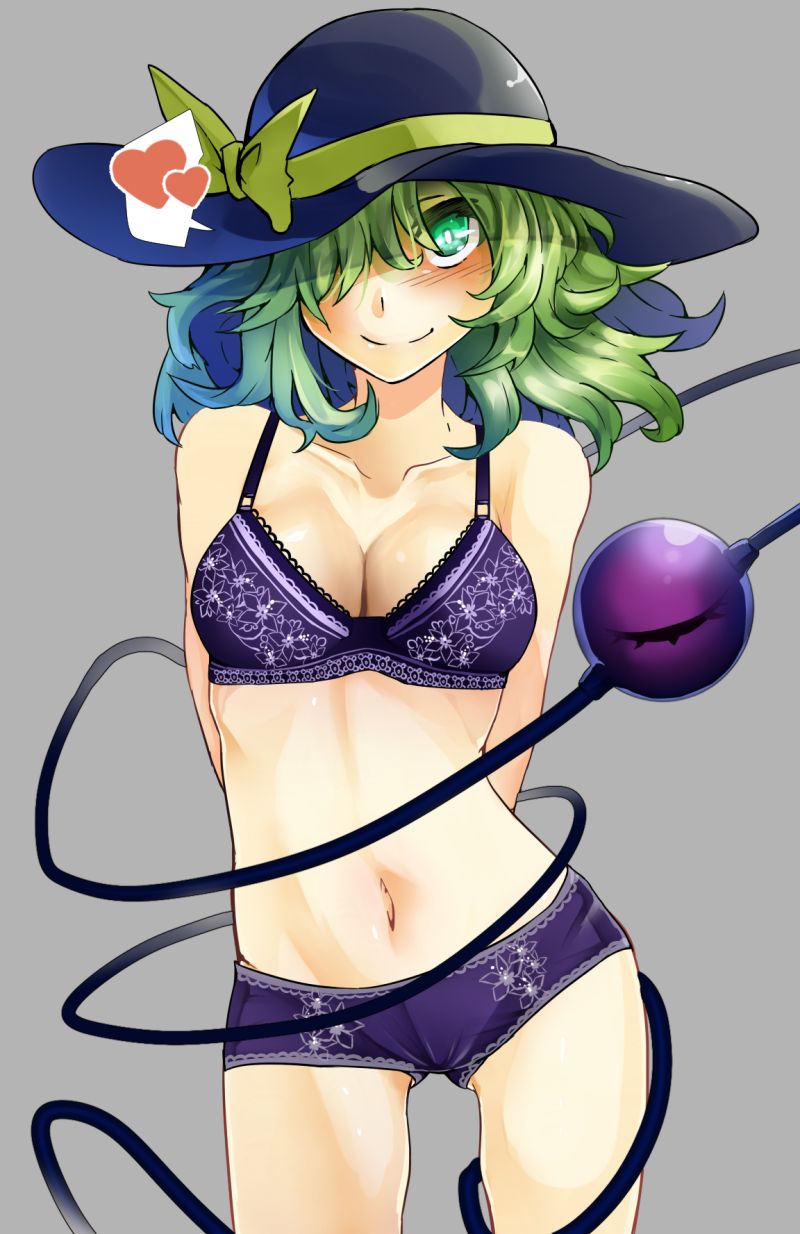 1girl, arms_behind_back, bare_shoulders, bow, bra, breasts, cleavage, closed_mouth