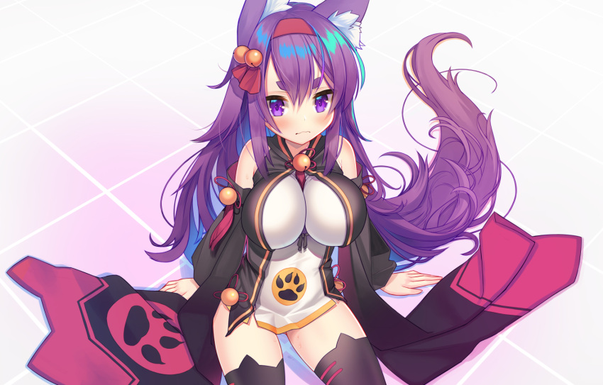 1girl, animal_ears, at-yui, azur_lane, bangs, bare_shoulders, bell, black_legwear