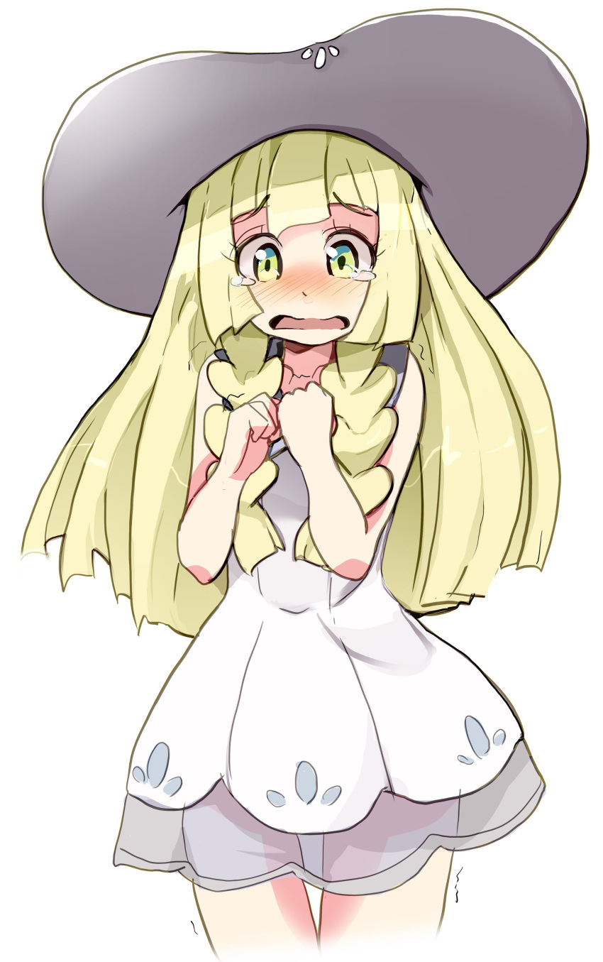 1girl, absurdres, blonde_hair, braid, dress, green_eyes, hat, highres