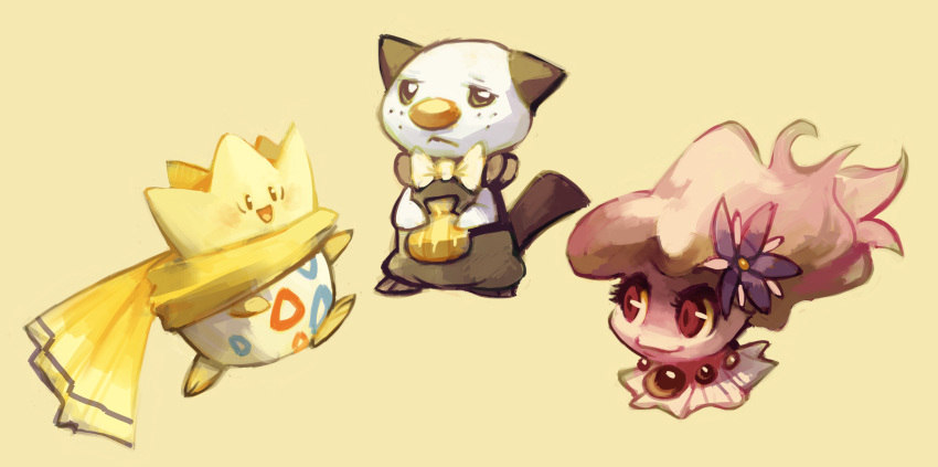 3others, :<, :d, baby_pokemon, beige_background, bow, bowtie, brown_eyes