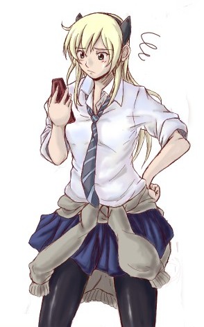1girl, animal_ears, azu_(warehouse86), blonde_hair, blue_eyes, blush, cat_ears, druaga_no_tou