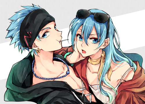 1boy, 1girl, blue_eyes, blue_hair, brother_and_sister, camus_(dq11), dragon_quest, dragon_quest_xi